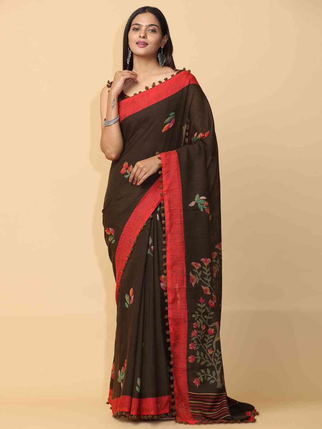 Pure Slab Cotton Trendy Block Print Designer Saree