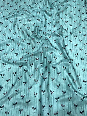 Teal Ghicha Leaf Print Saree