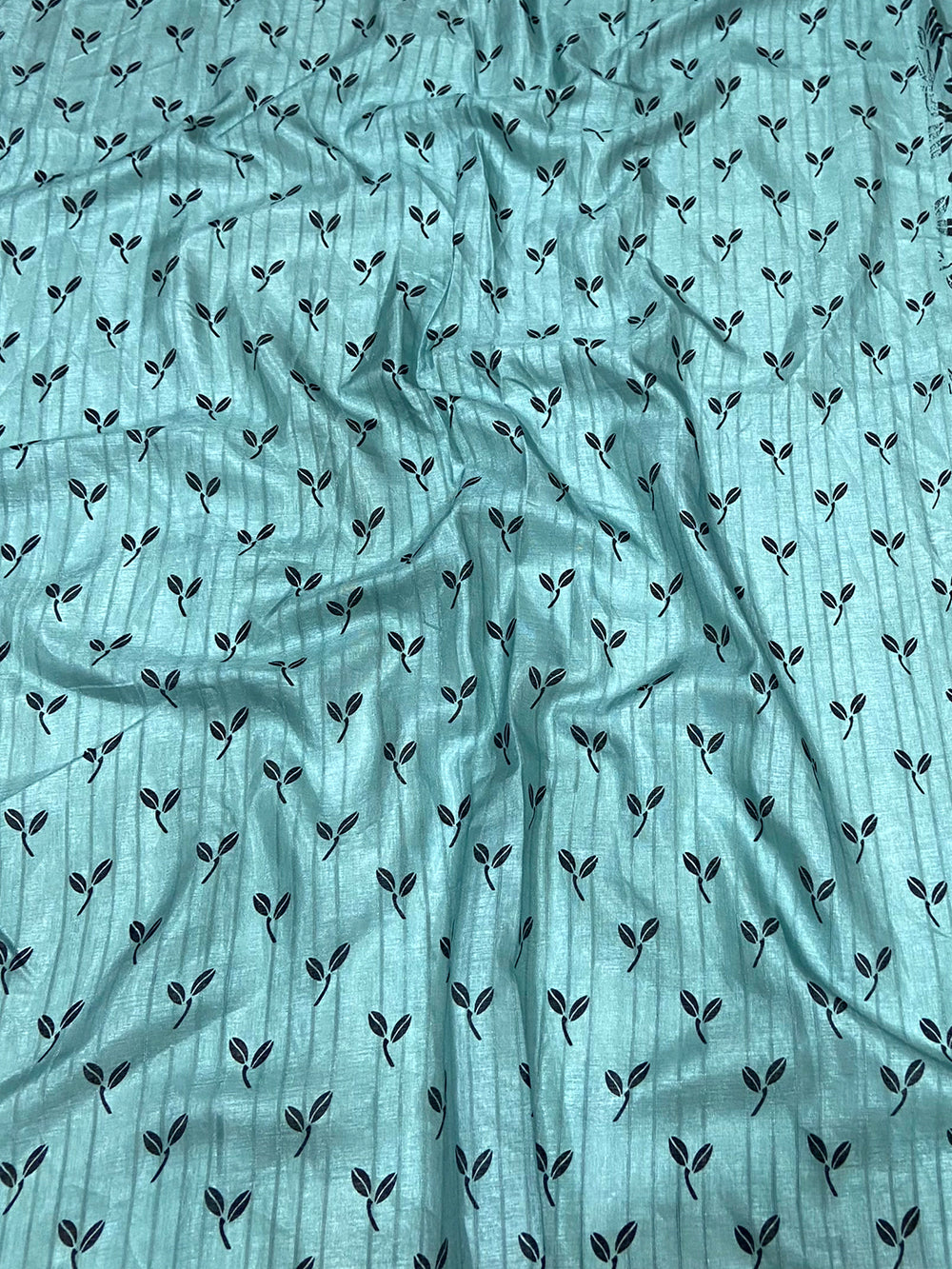 Teal Ghicha Leaf Print Saree