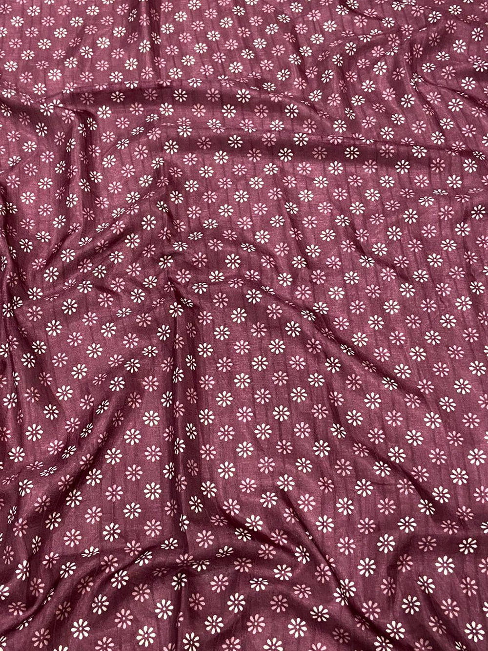 Dark Mauve Leaf Print Ghicha Handloom Saree