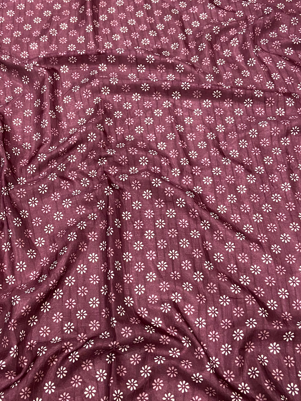 Dark Mauve Leaf Print Ghicha Handloom Saree