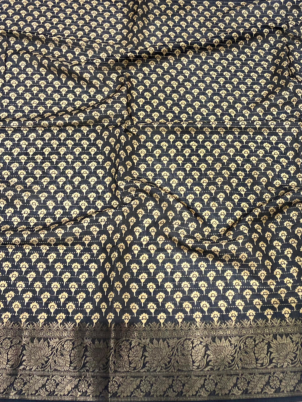 Grey Dola Silk Ajrakh Saree
