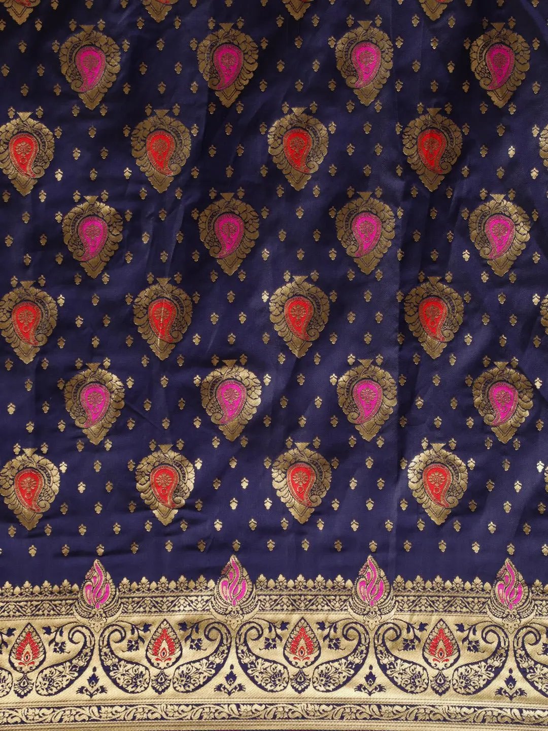 Banarasi Silk Saree with Paisley Print & Zari Border