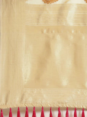  Stylish Cotton Blend Woven Design Saree 