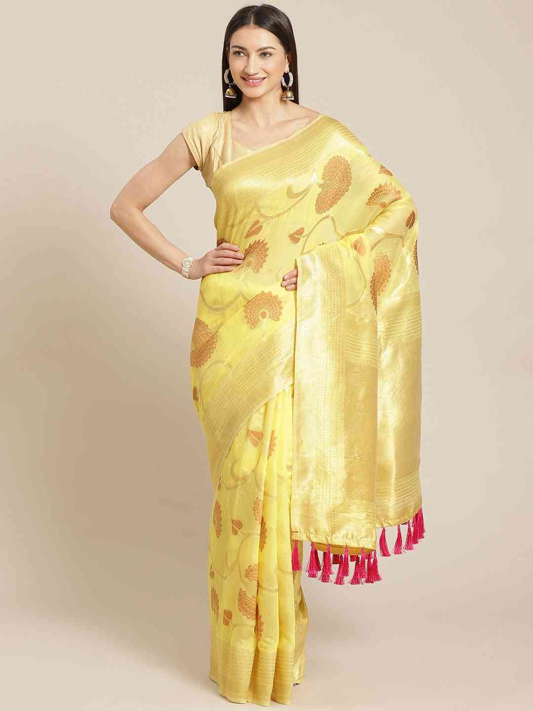  Exclusive Cotton Blend Woven Design Saree