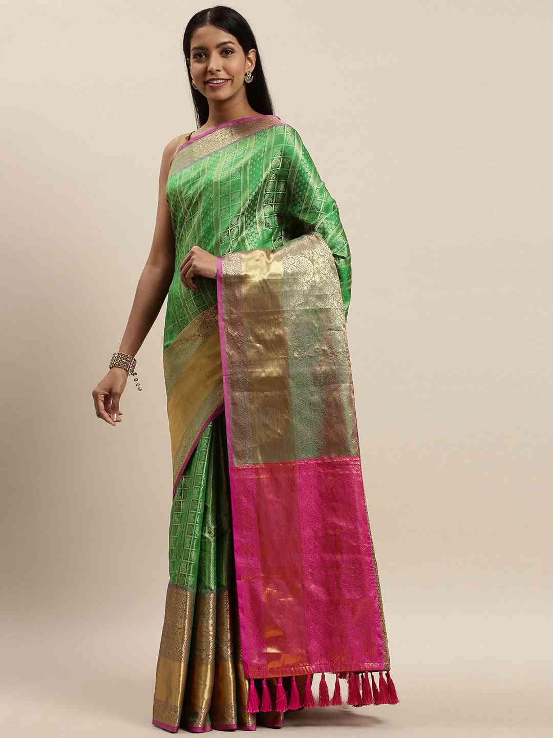 Banarasi Woven Design Saree With Zari Border