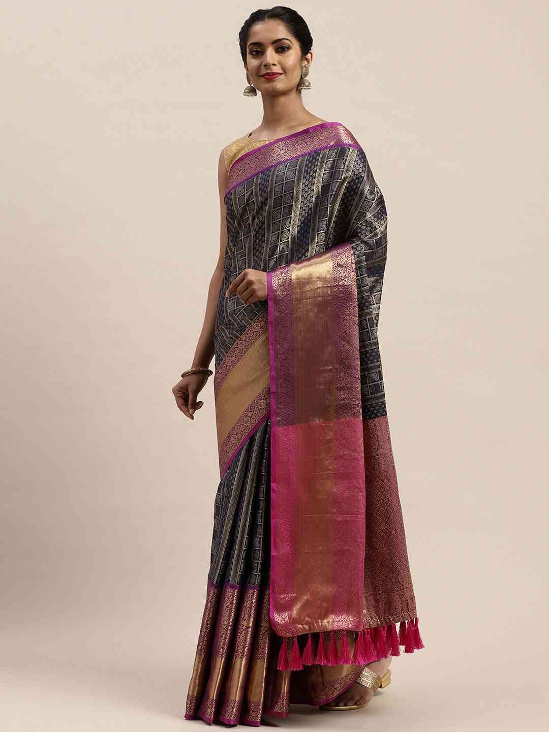 Banarasi Woven Design Saree With Zari Border