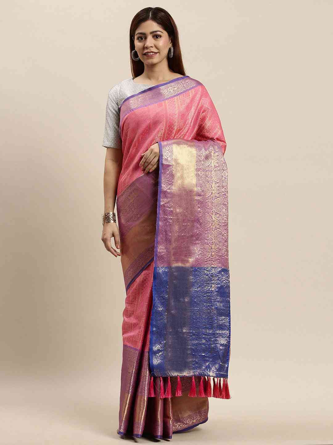 Banarasi Woven Design Saree With Zari Border