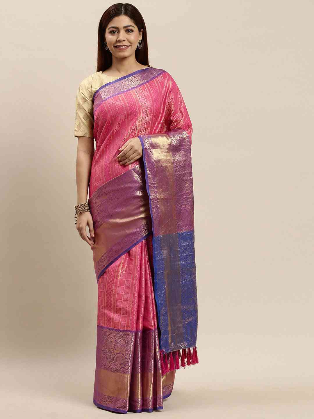 Banarasi Woven Design Saree With Zari Border 