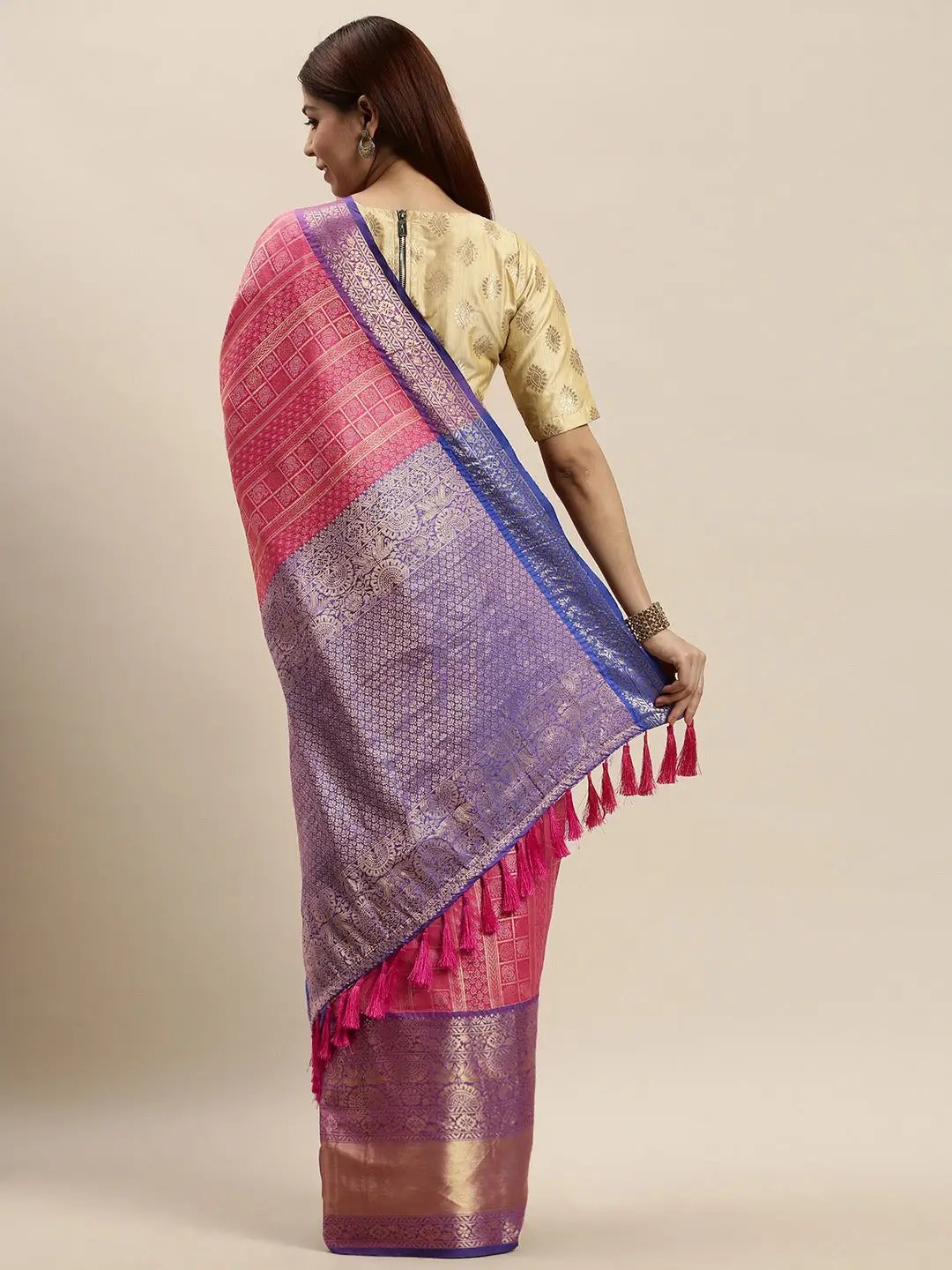 Banarasi Woven Design Saree With Zari Border 