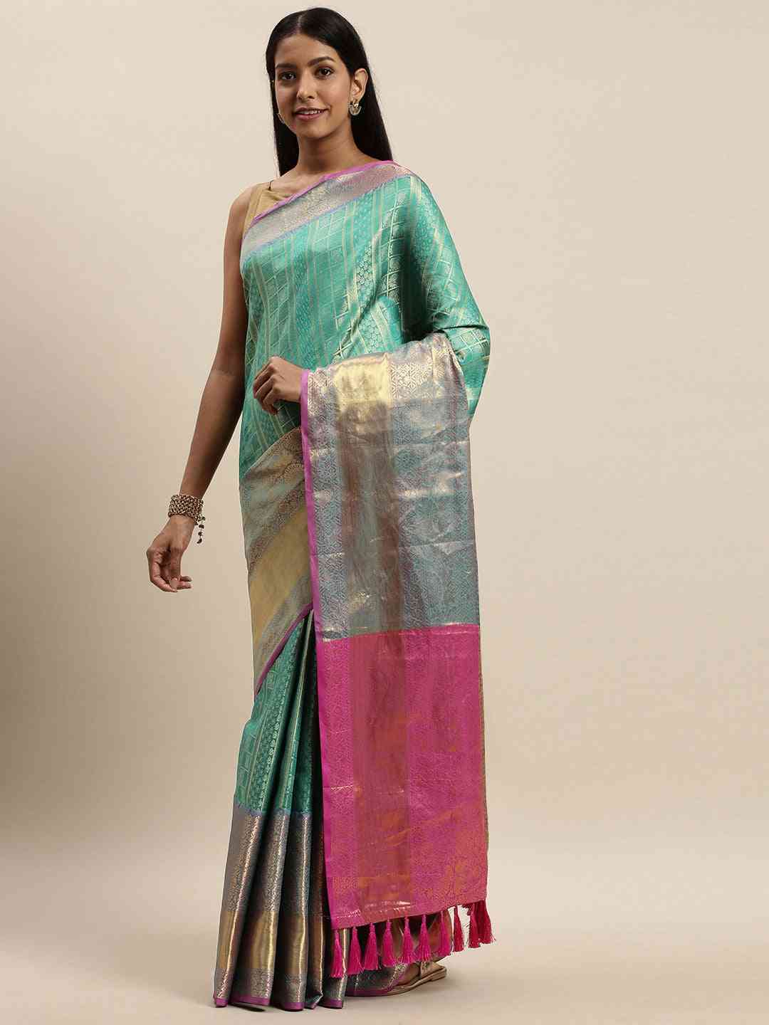 Banarasi Woven Design Saree With Zari Border