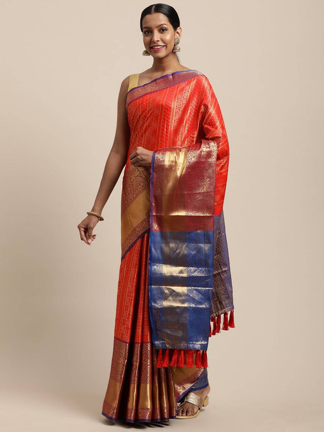 Kanjivaaram Soft Silk Saree With Zari Butta Work 