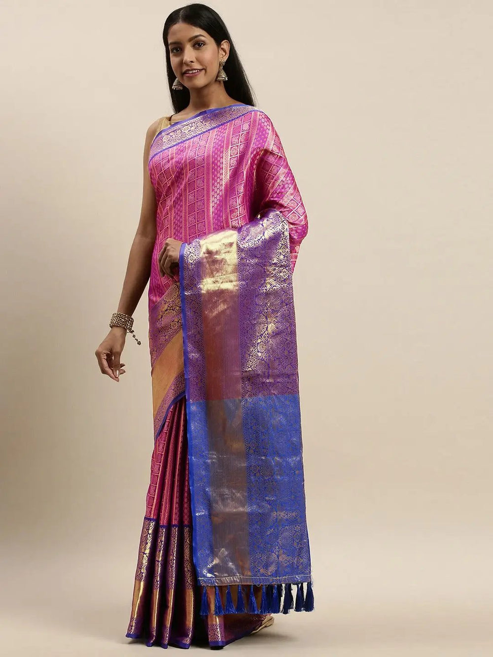 Banarasi Woven Design Saree With Zari Border