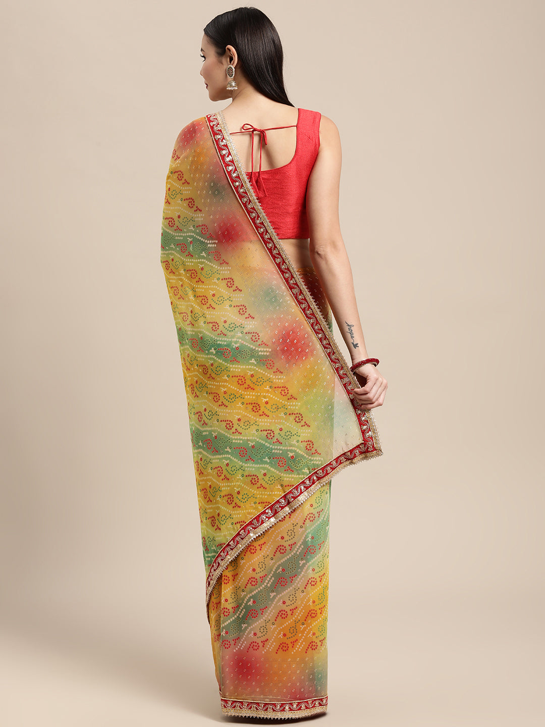 Buy Georgette Bandhani Embroidery Saree 