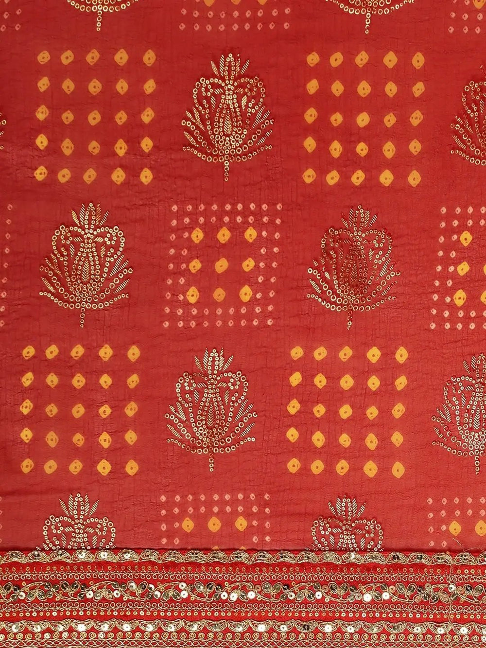  Poly Chiffon Bandhej Print Saree for Festive Wear