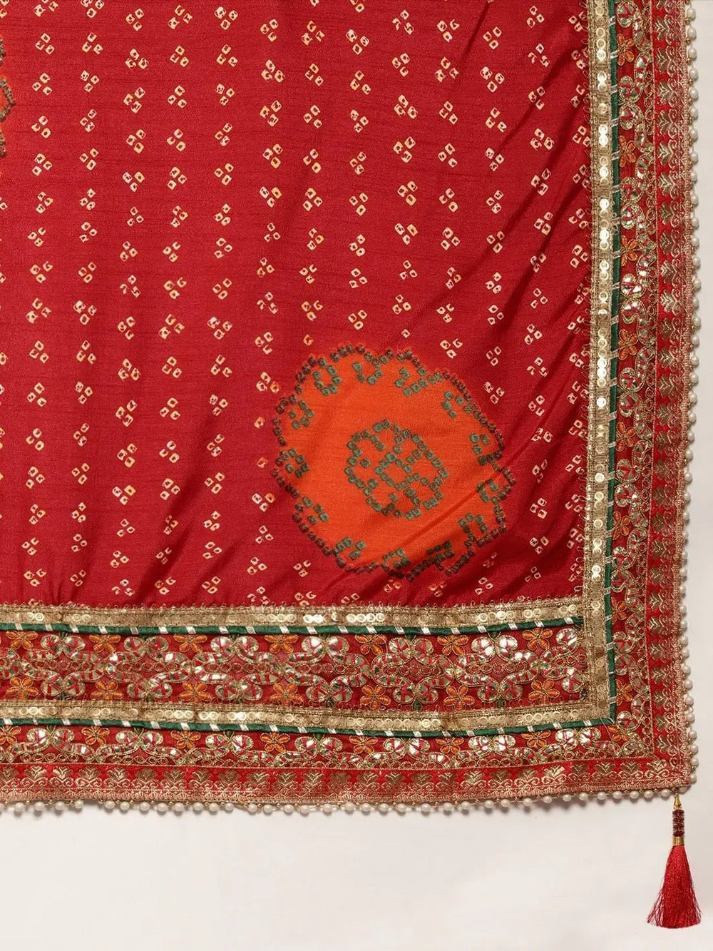  Poly Chiffon Half Half Bandhej Print Saree