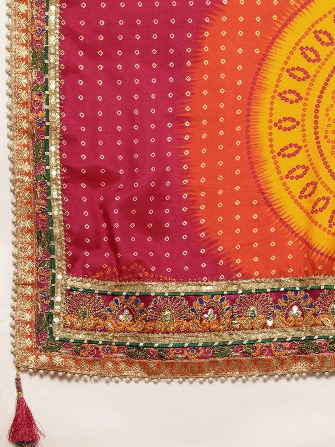  Poly Chiffon Half Half Bandhej Print Saree