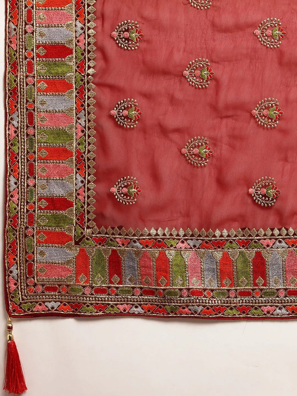 Georgette Bandhani With Embroidered Work Lace Border Saree