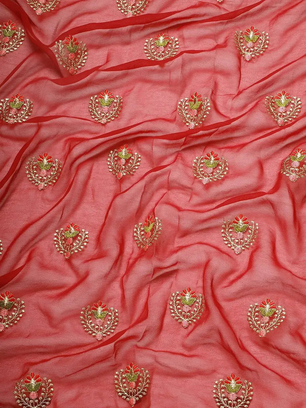 Georgette Bandhani With Embroidered Work Lace Border Saree