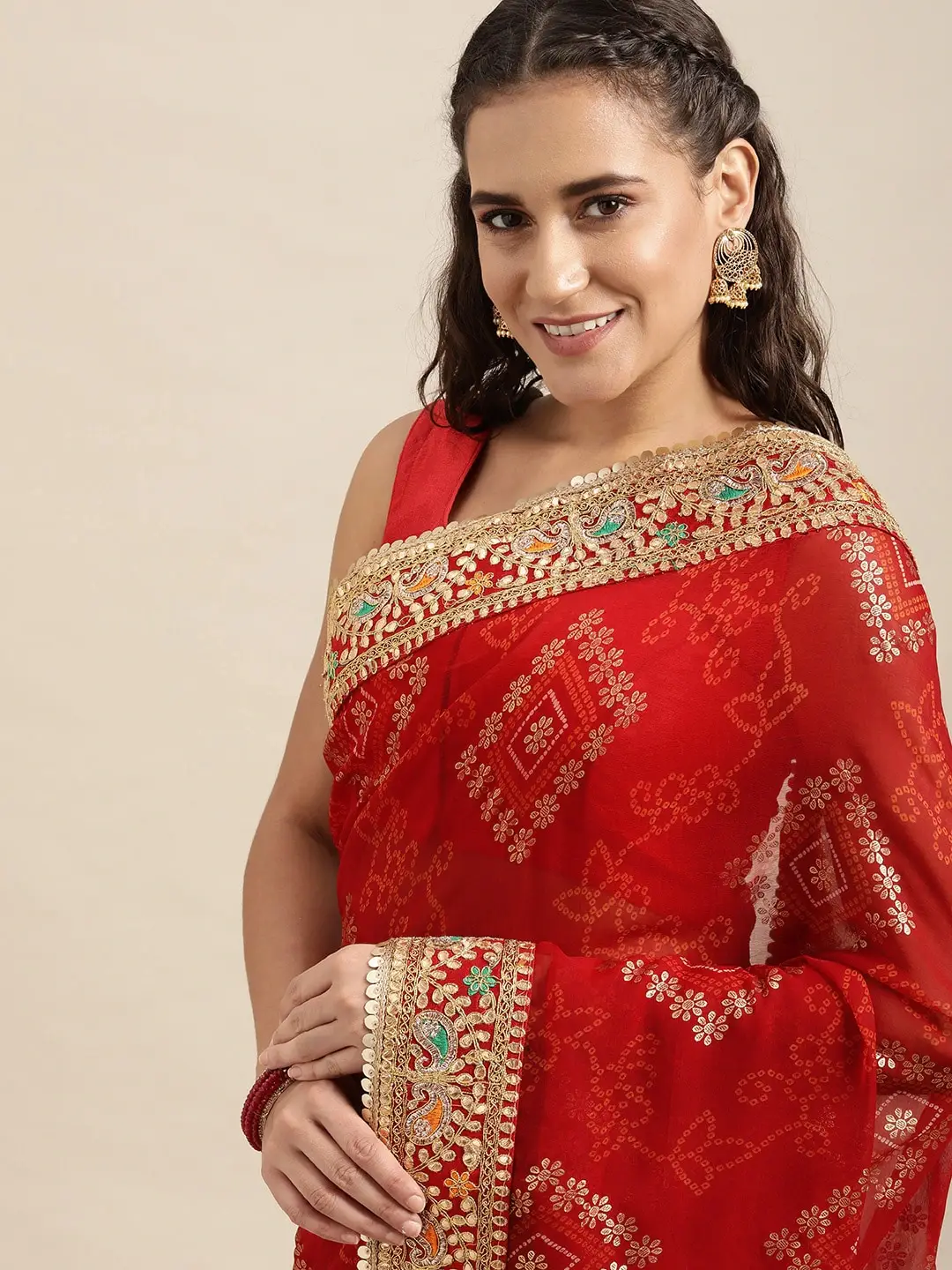  Chiffon Foil And Bandhej Print Saree