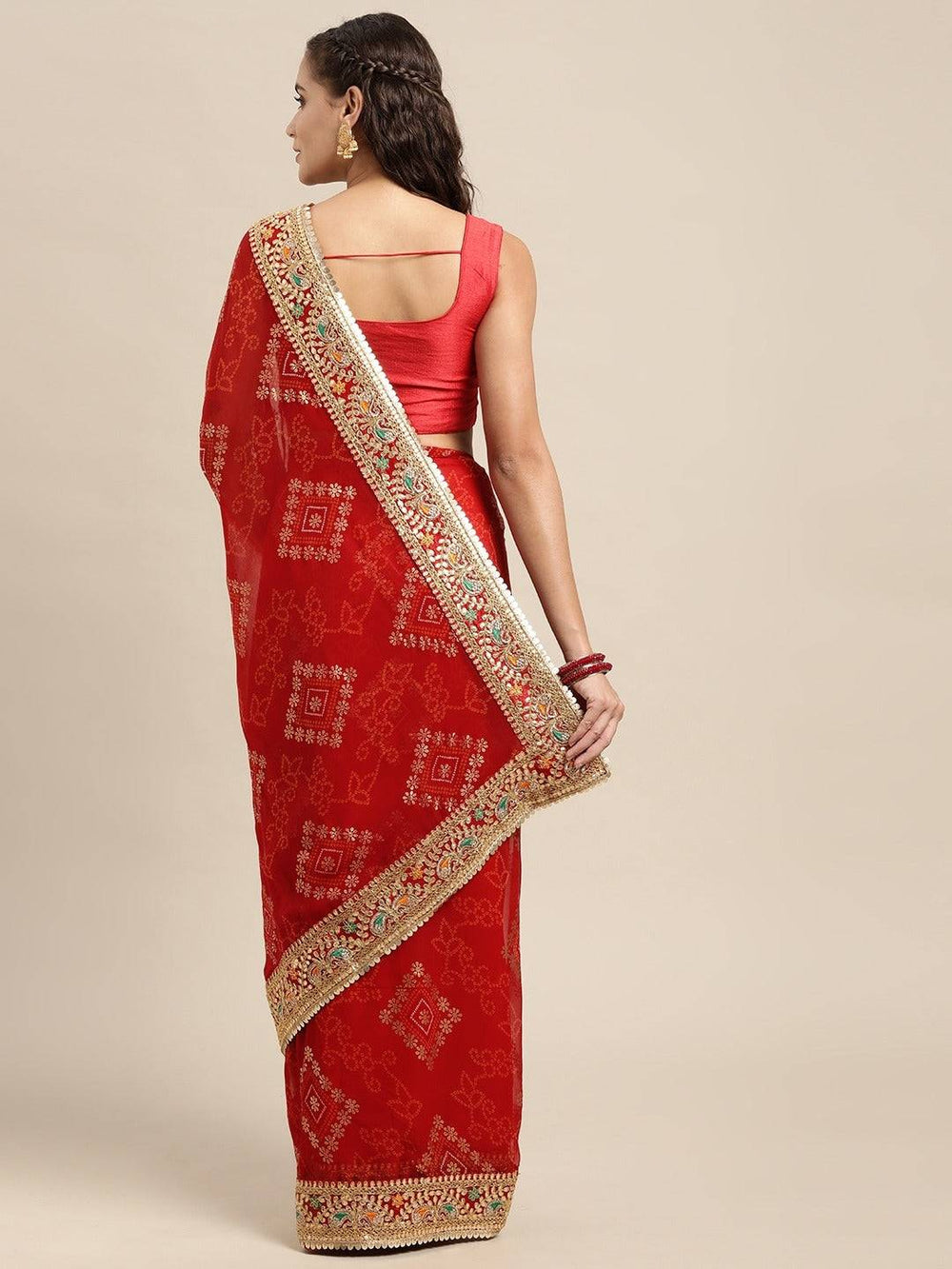  Chiffon Foil And Bandhej Print Saree