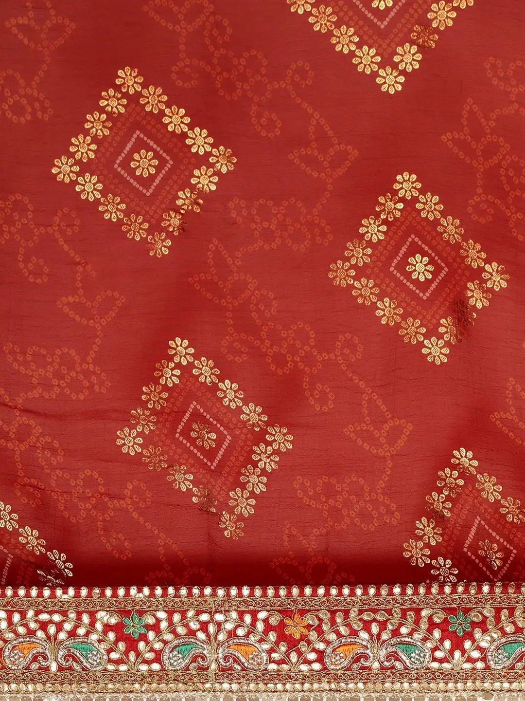  Chiffon Foil And Bandhej Print Saree