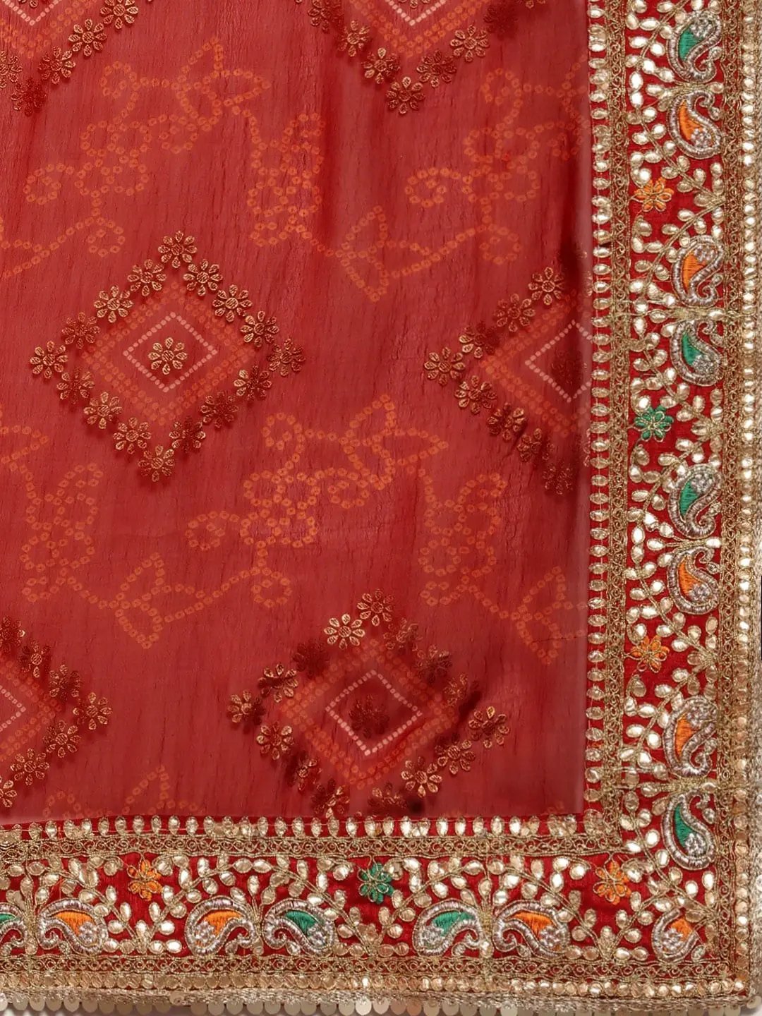  Chiffon Foil And Bandhej Print Saree