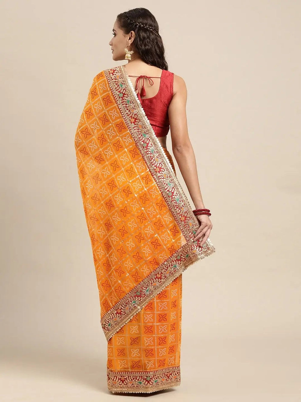  Chiffon Foil And Bandhej Print Saree