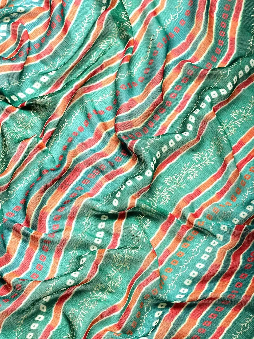 Latest Poly Chiffon Gota Patti Work Bandhani Print Saree