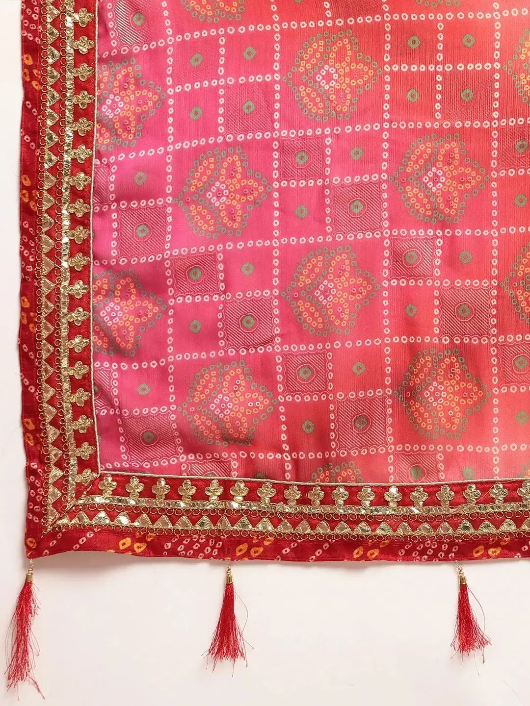  Latest Bandhani Print Silk Saree With Embroidery Work