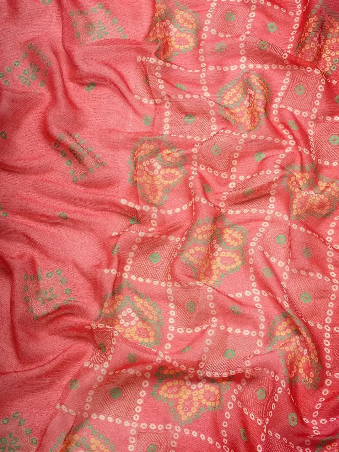  Latest Bandhani Print Silk Saree With Embroidery Work