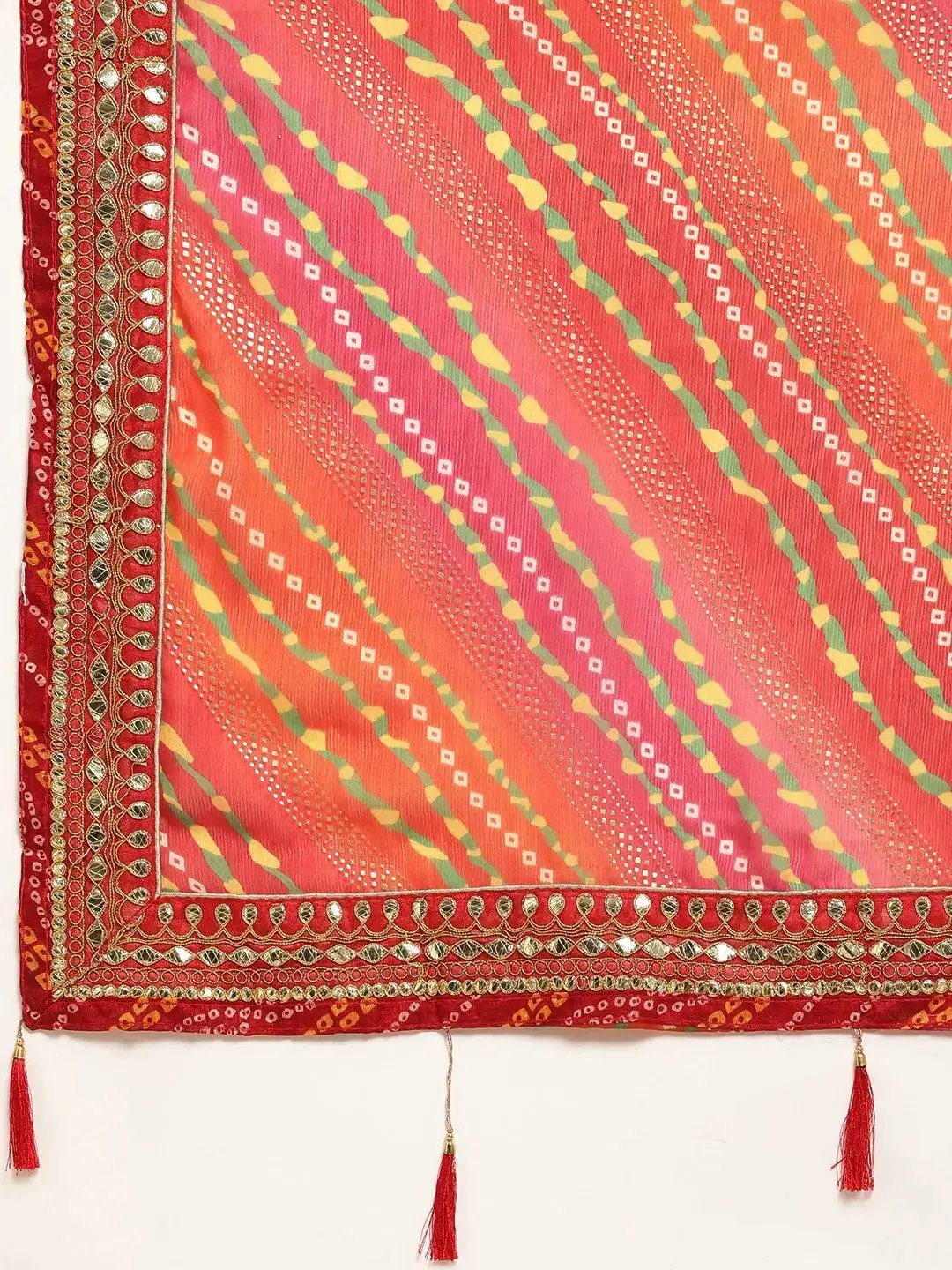 Stylish Bandhani Print Silk Saree with Embroidery Work