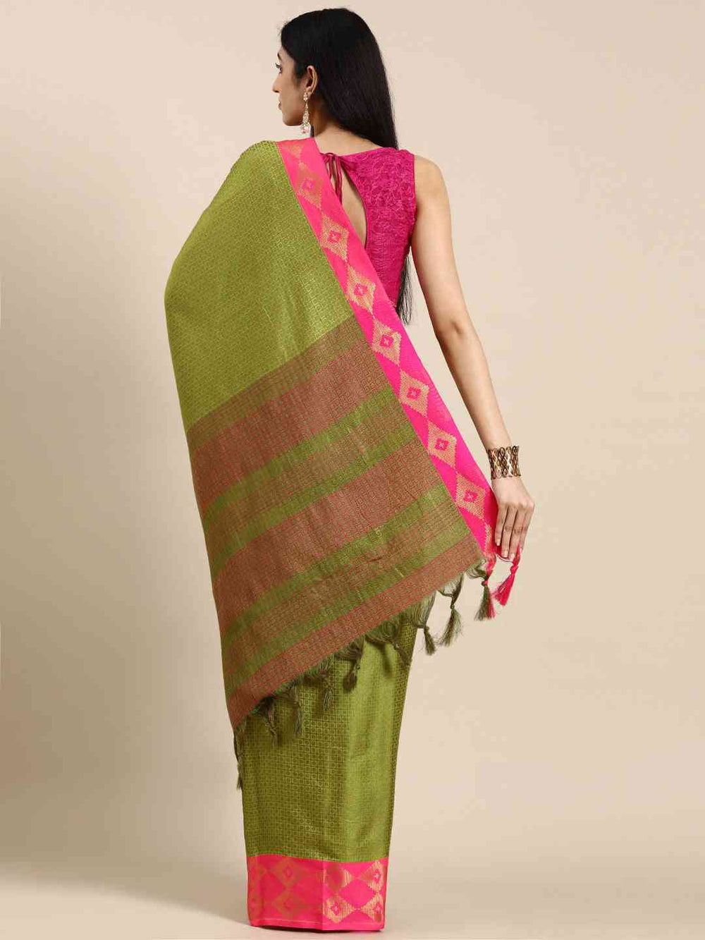 Uppada Cotton Silk Saree With Self Butti Design