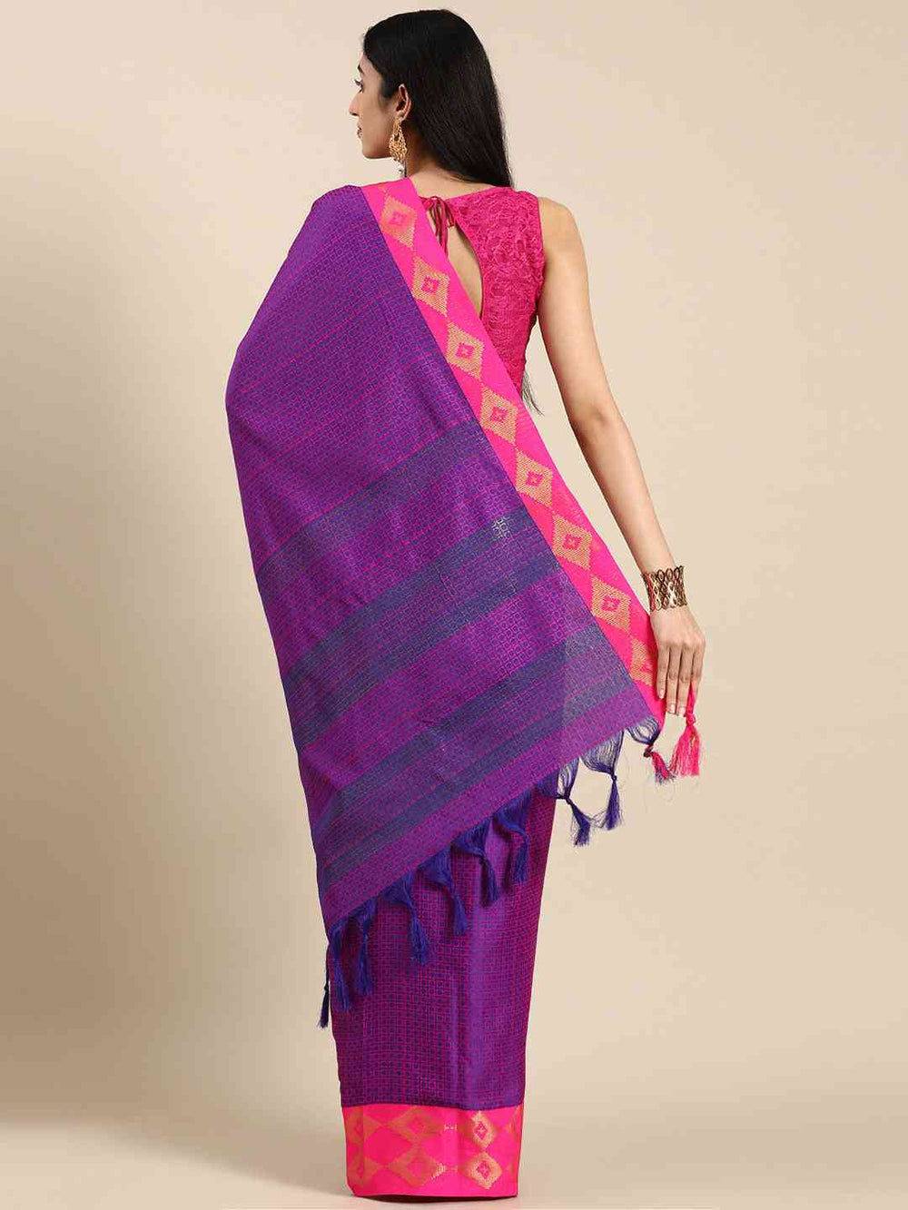 Uppada Cotton Silk Saree With Self Butti Design