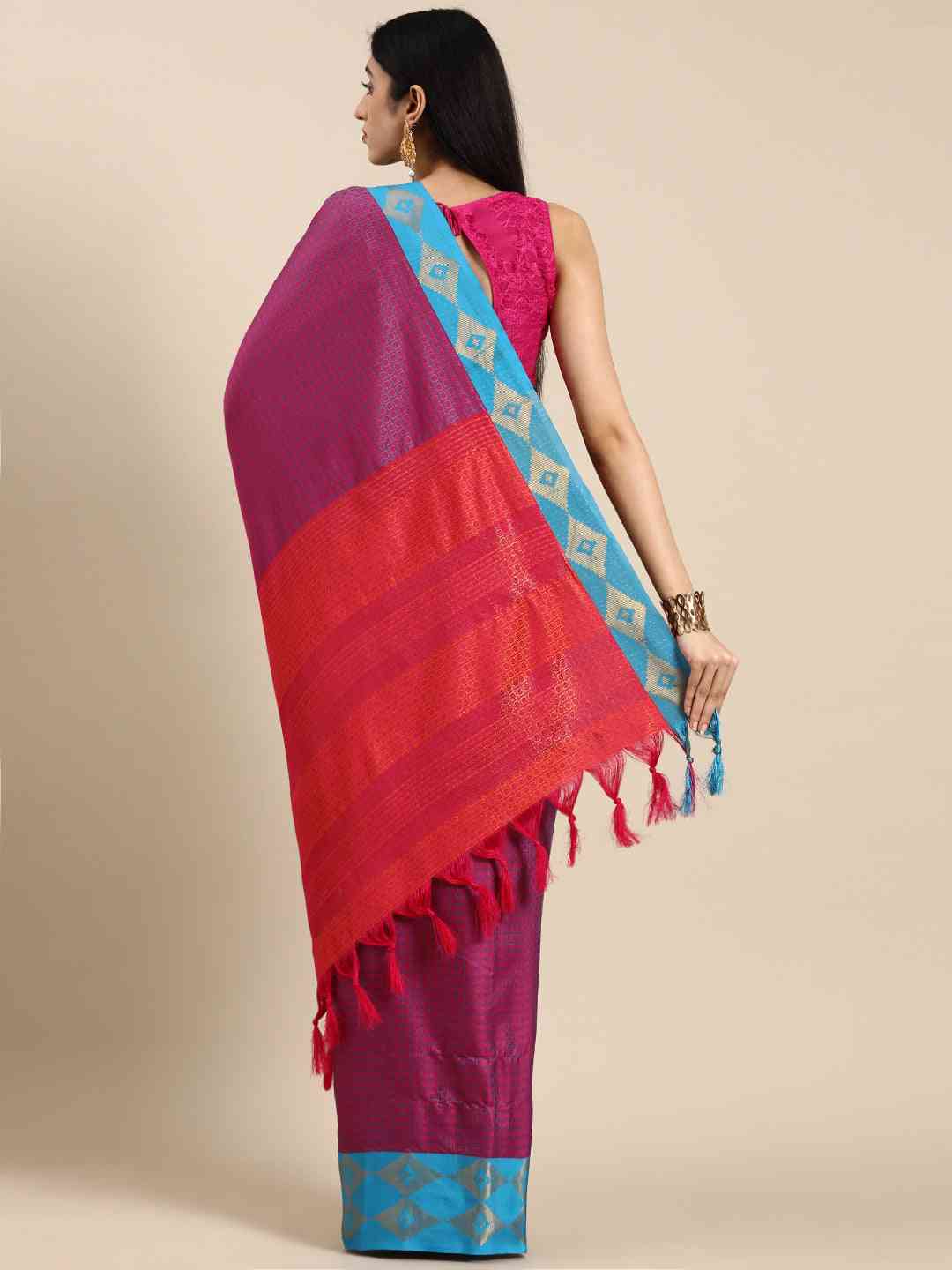 Uppada Cotton Silk Saree With Self Butti Design