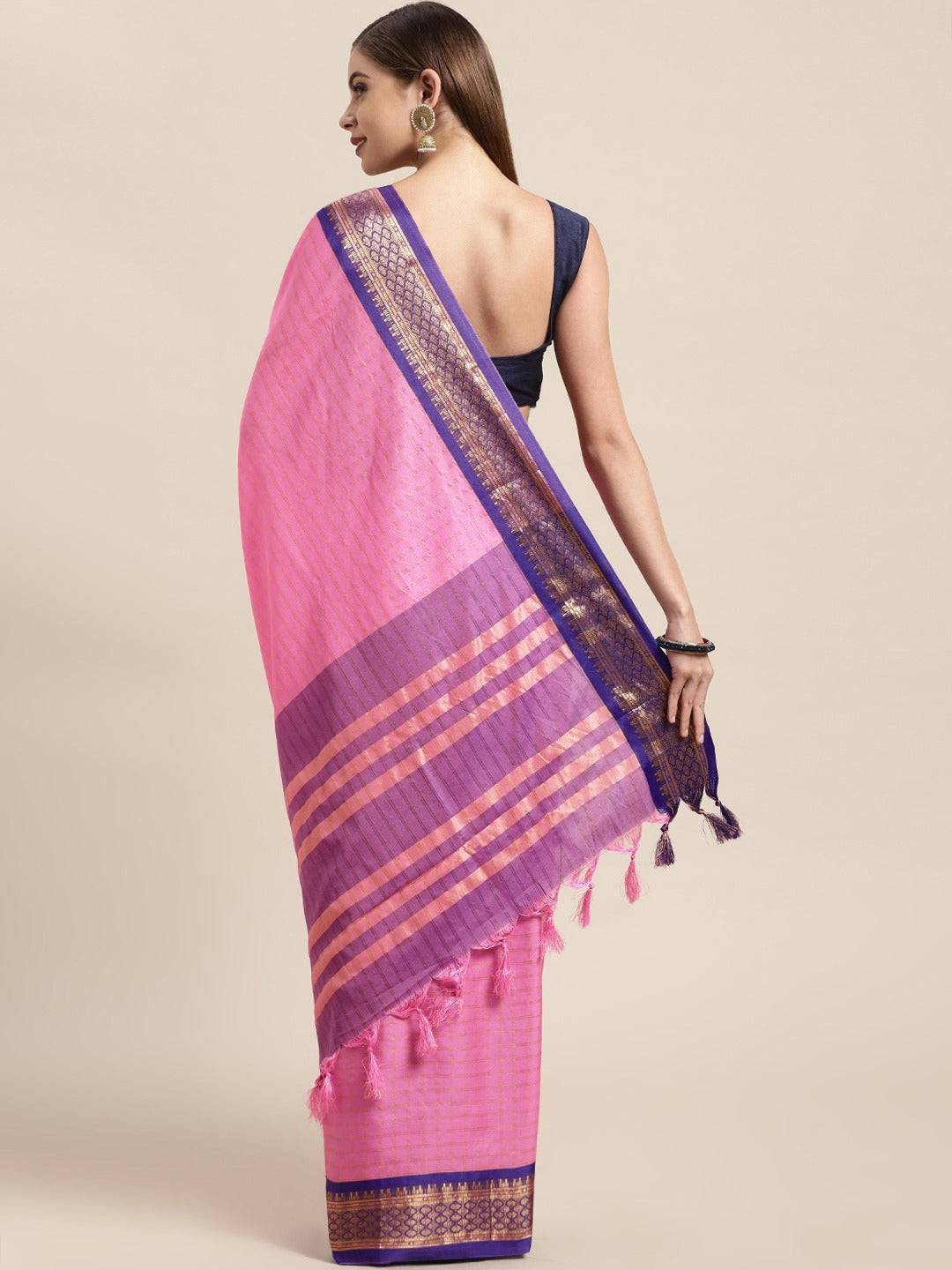 Uppada Cotton Silk Saree With Self Butti