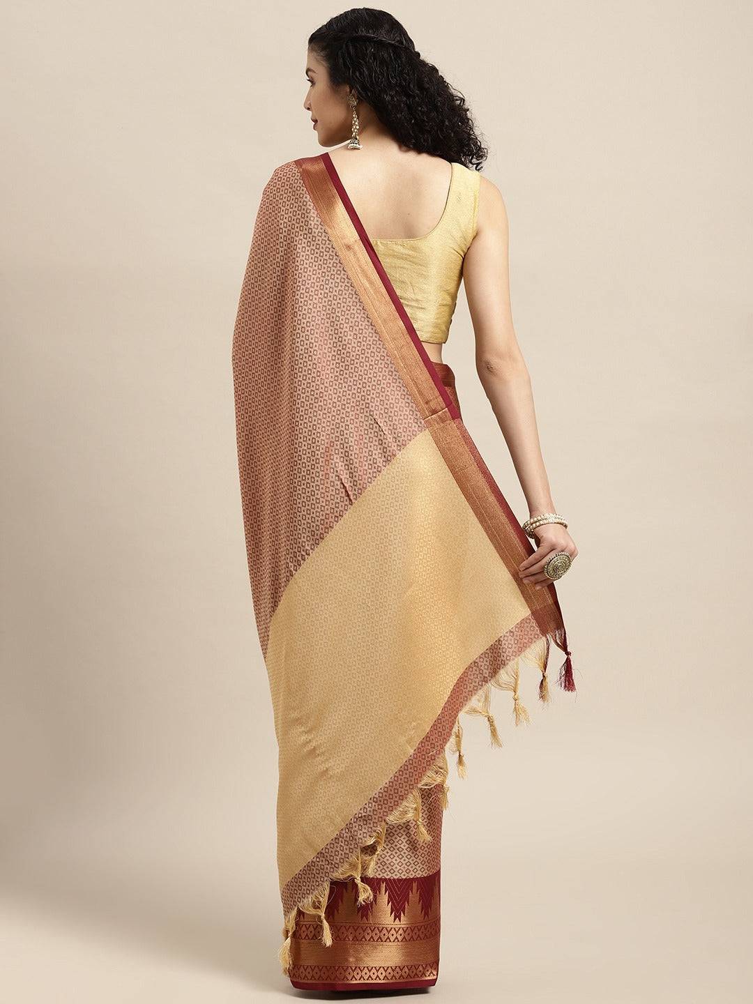 Uppada Cotton Silk Saree With Self Butti