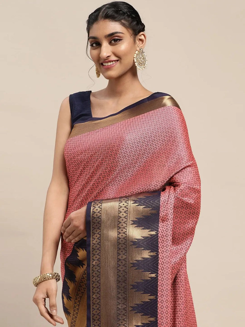 Uppada Cotton Silk Saree With Self Butti