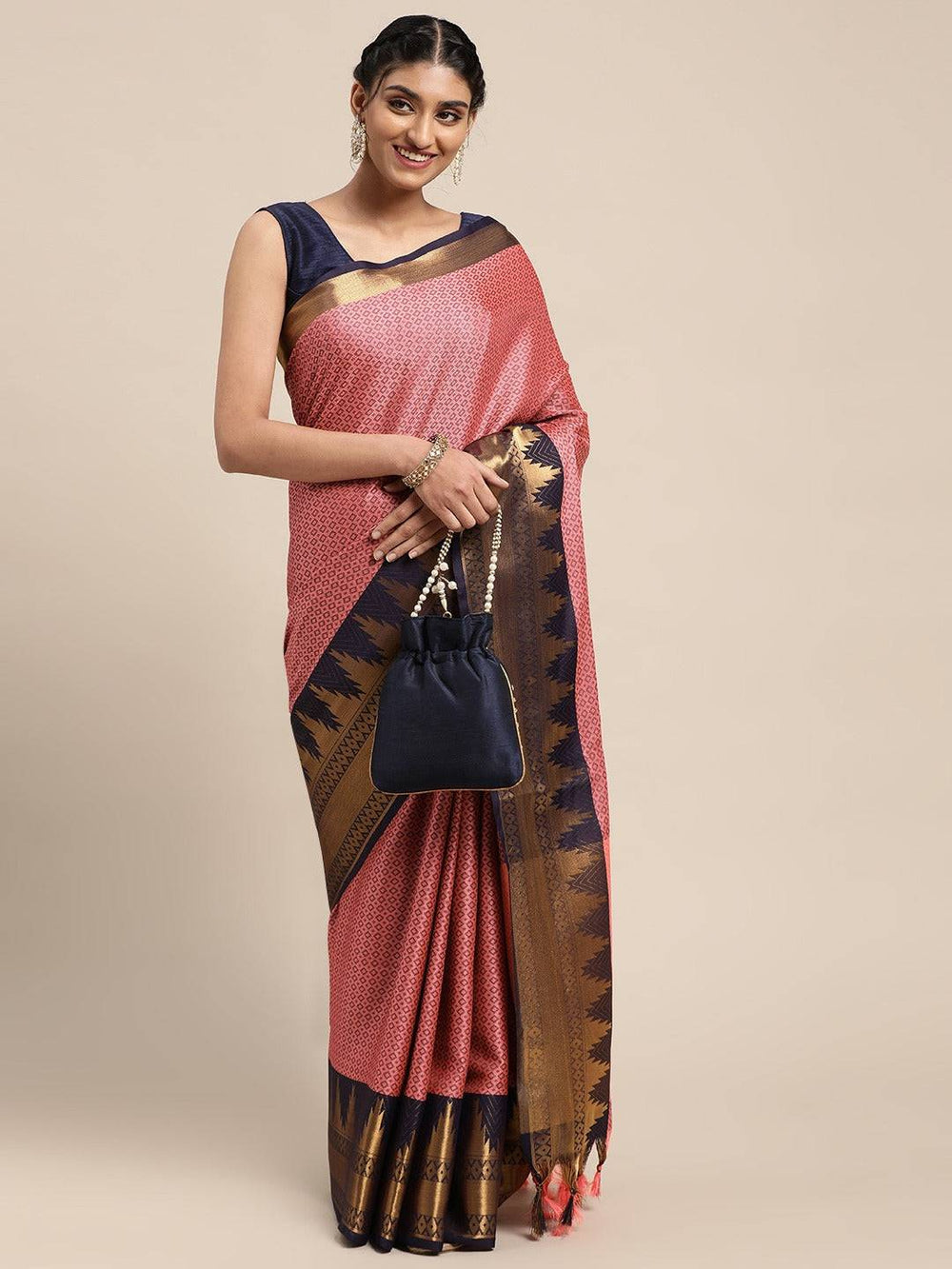 Uppada Cotton Silk Saree With Self Butti