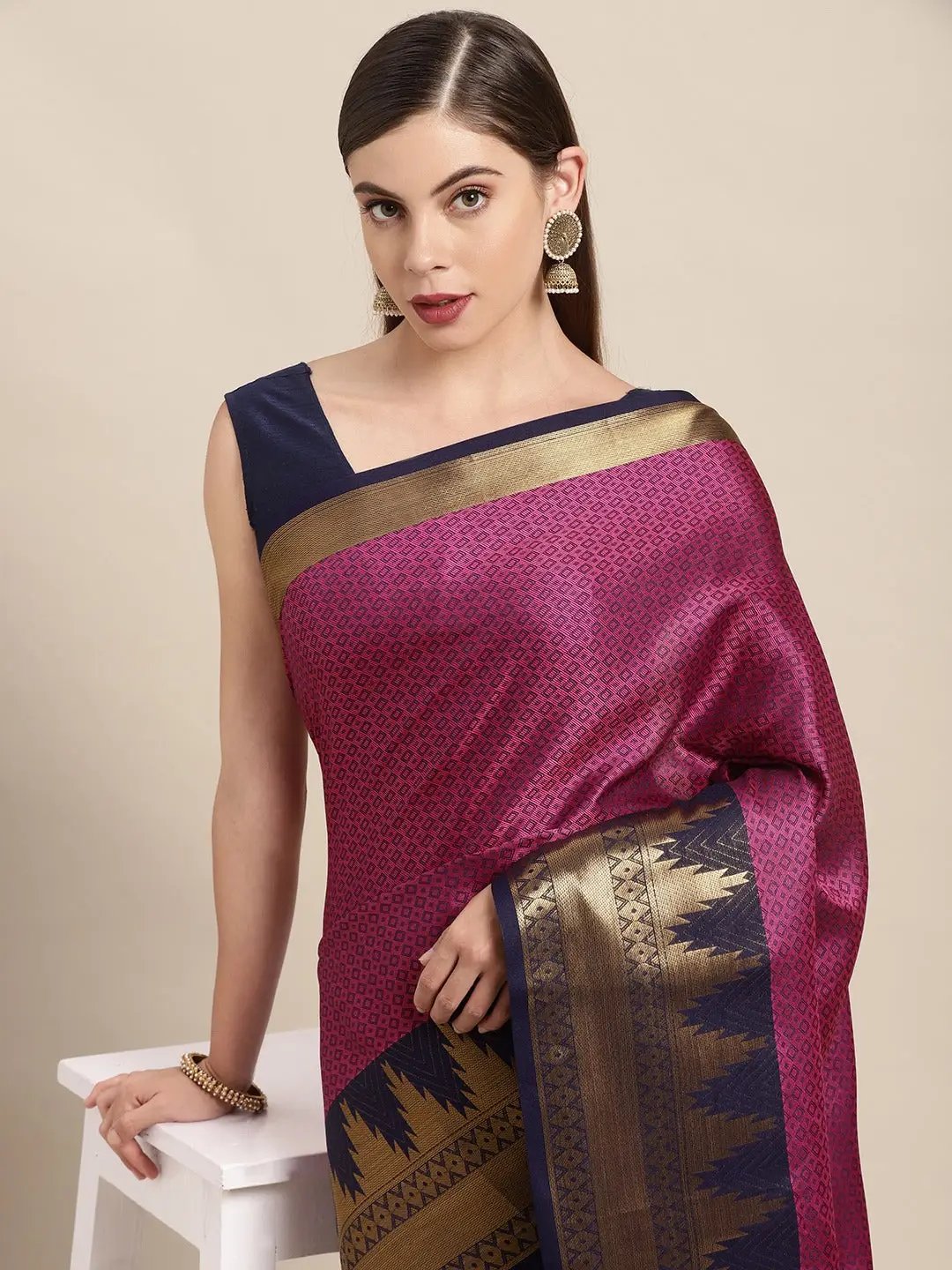 Uppada Cotton Silk Saree With Self Butti