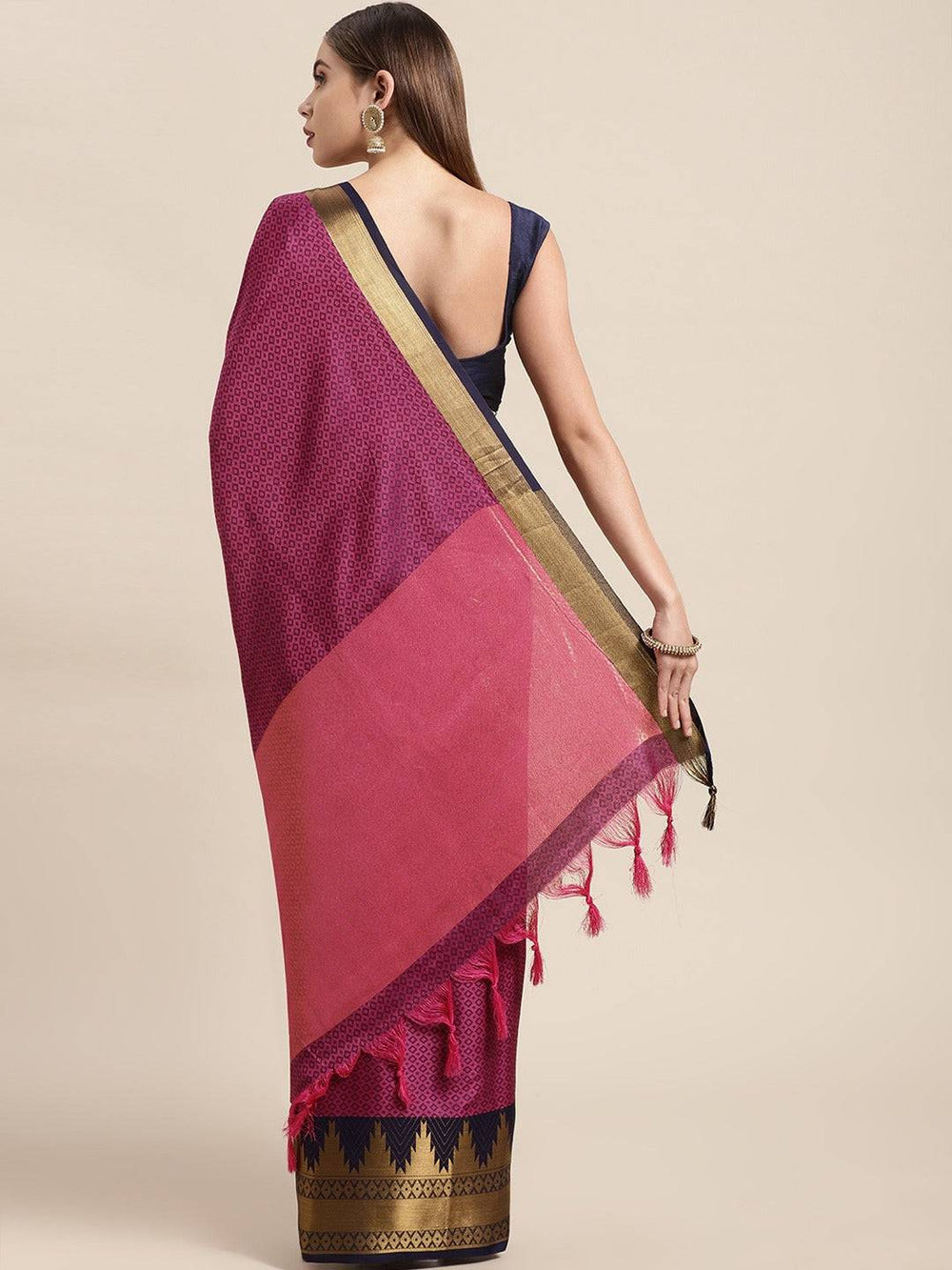 Uppada Cotton Silk Saree With Self Butti
