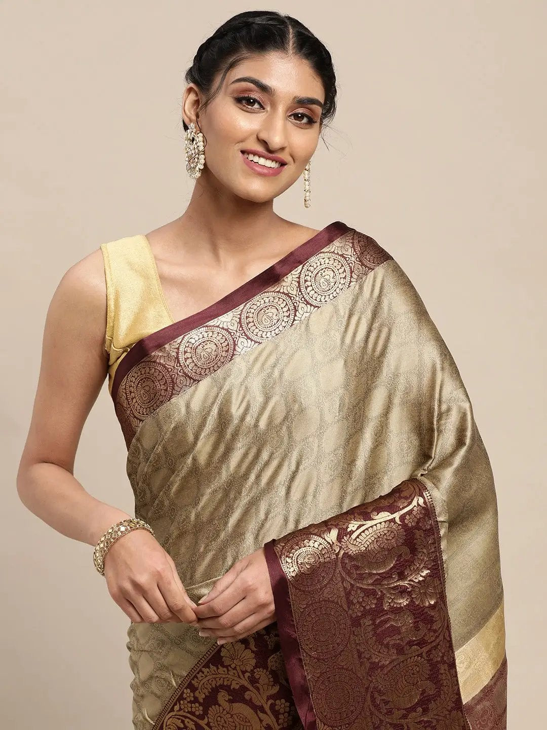 Uppada Cotton Silk Saree With Self Butti