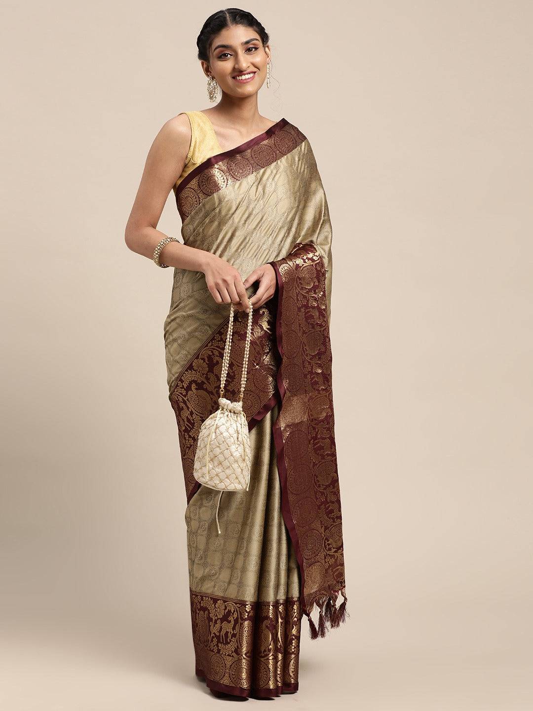 Uppada Cotton Silk Saree With Self Butti