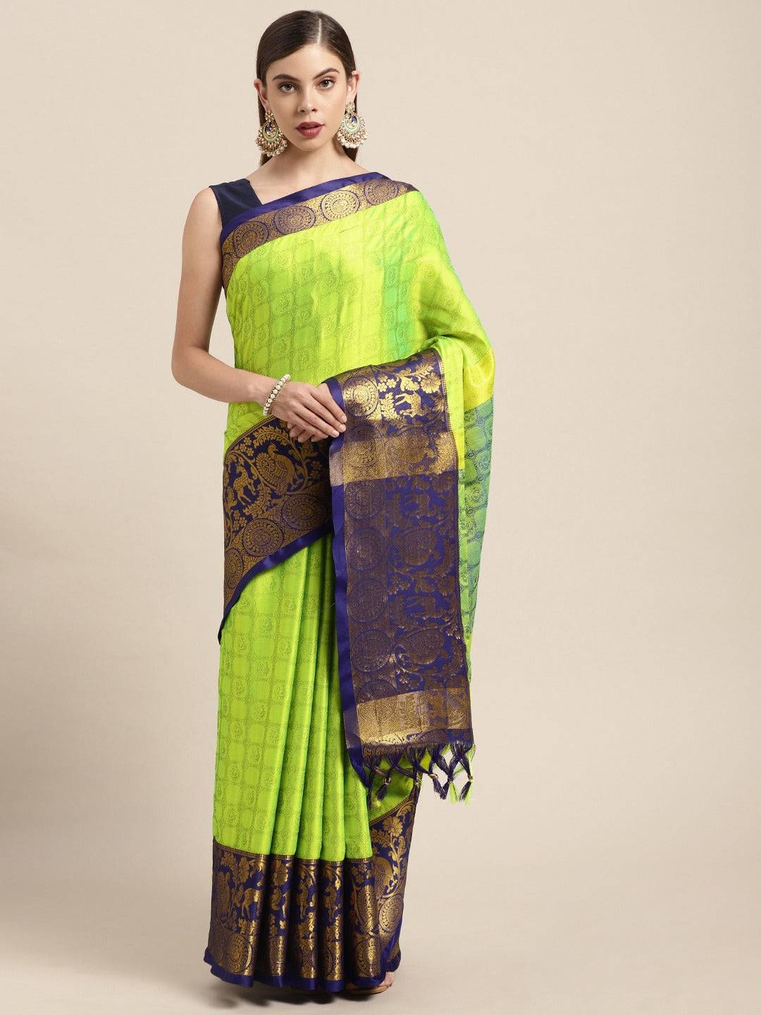 Uppada Cotton Silk Saree With Self Butti