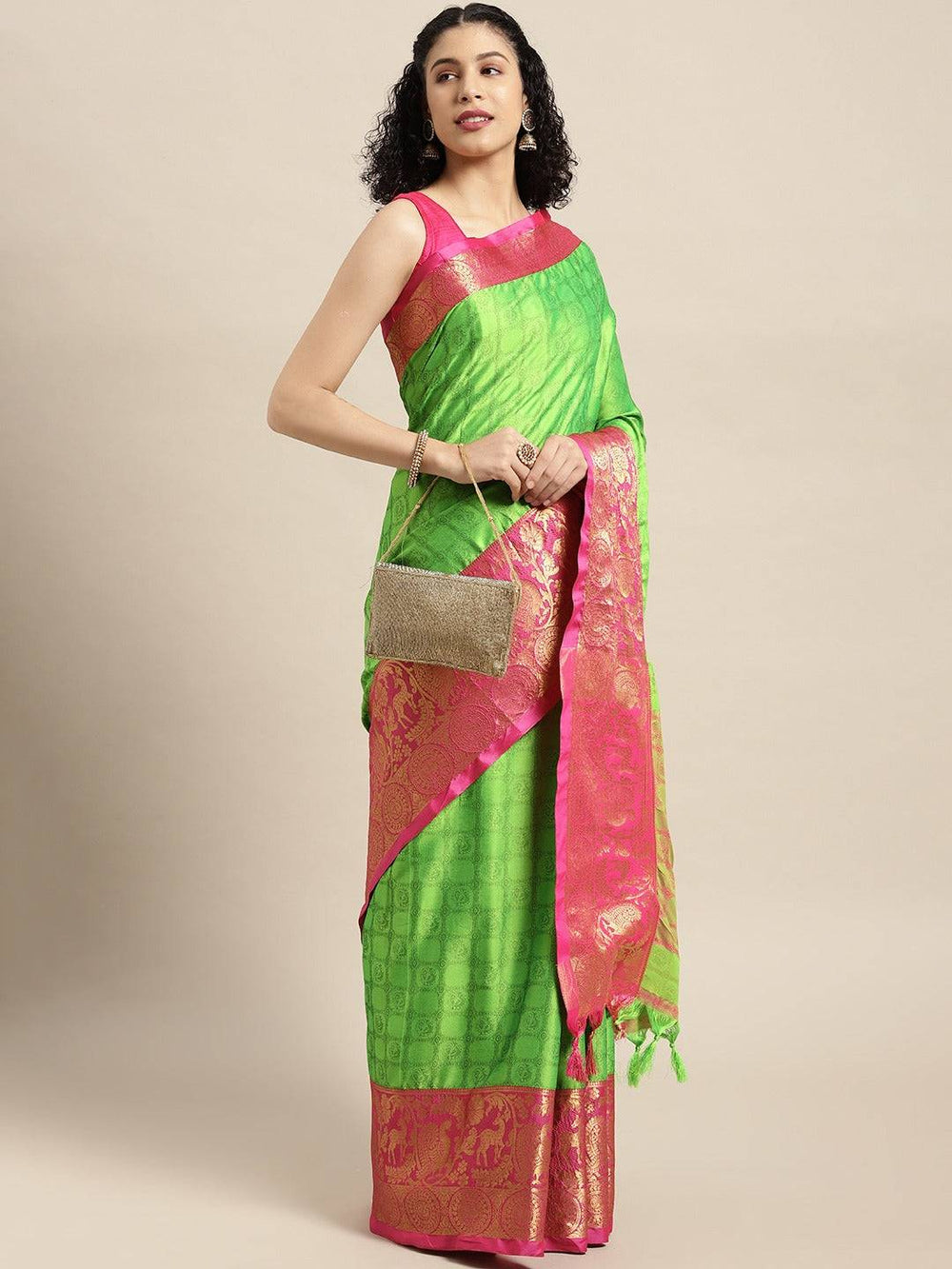 Uppada Cotton Silk Saree With Self Butti