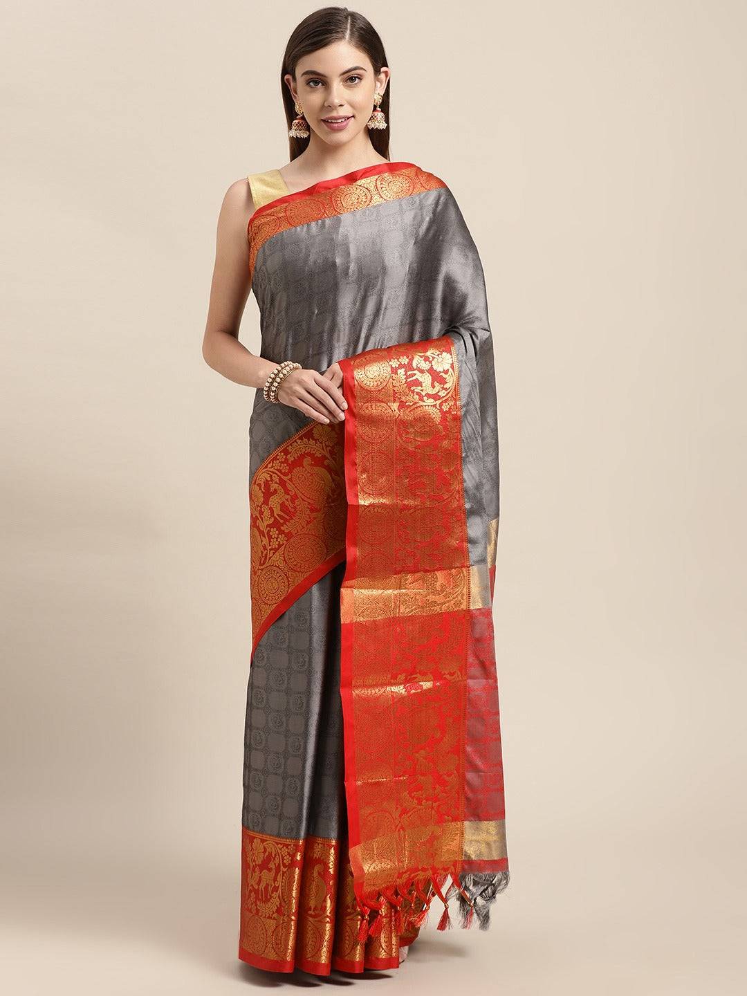 Uppada Cotton Silk Saree With Self Butti