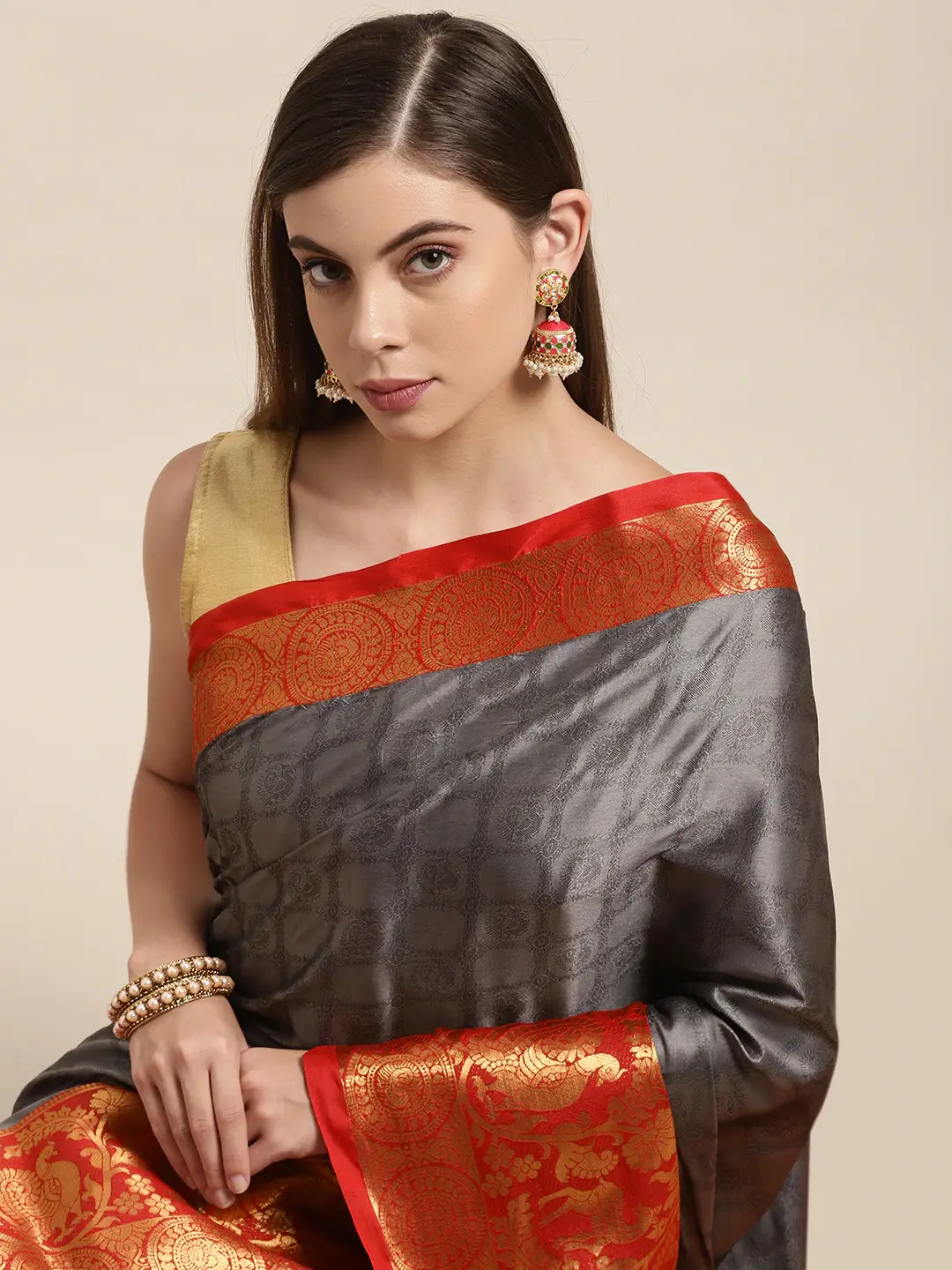 Uppada Cotton Silk Saree With Self Butti