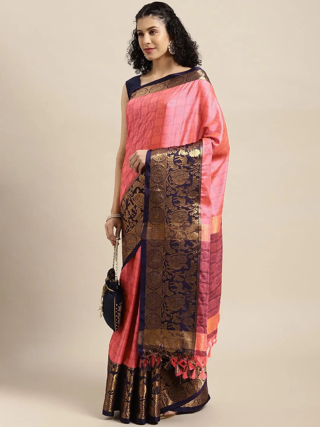 Uppada Cotton Silk Saree With Self Butti