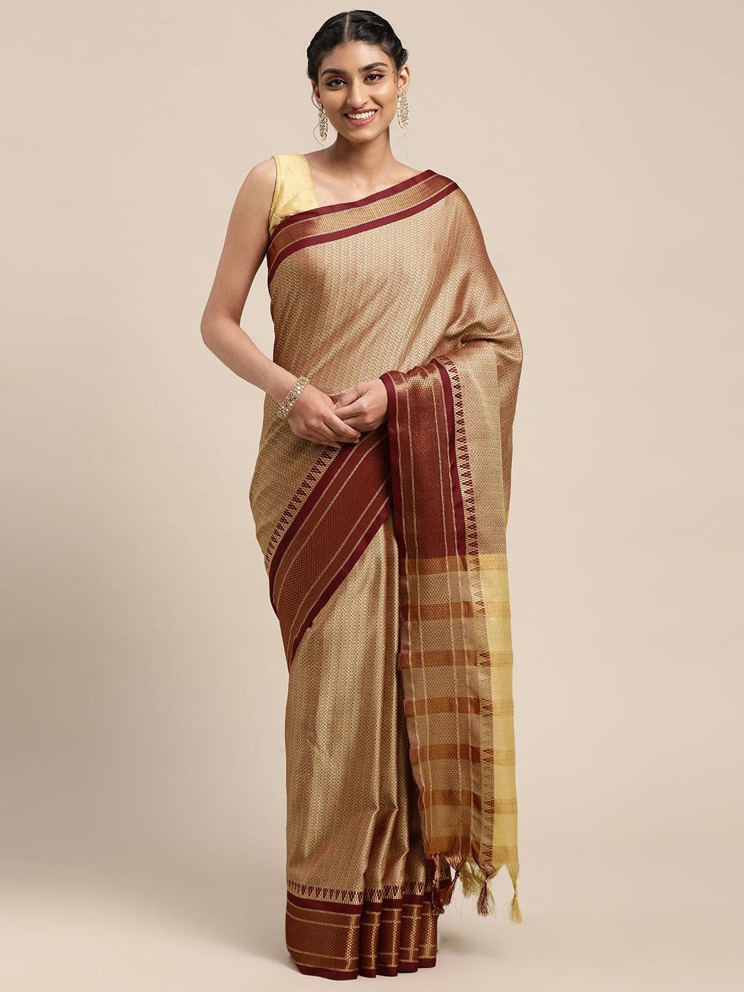 Uppada Cotton Silk Saree With Self Butti