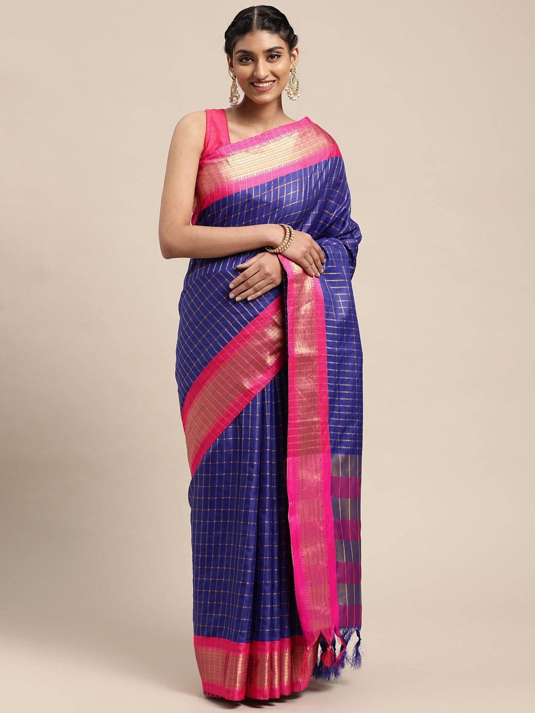 Uppada Cotton Silk Saree With Self Butti
